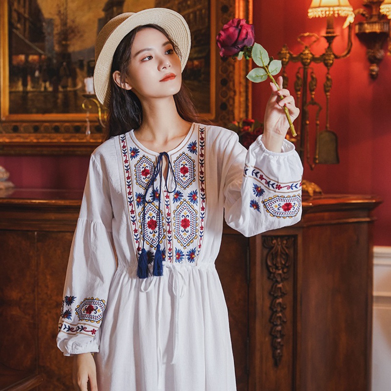 ethnic retro summer long skirt