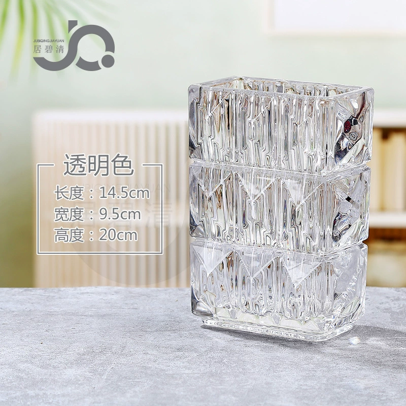Glass Vase Rousseau Series, European-style Luxury, Black & Red Accent, 21×17.5×31.5 cm