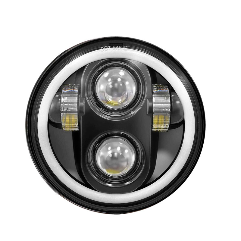 5.75inch Harley Wrangler Headlight Off-Road Vehicle Motorcycle Headlight Full Circle 4-Bead 60W with Angel Eyes