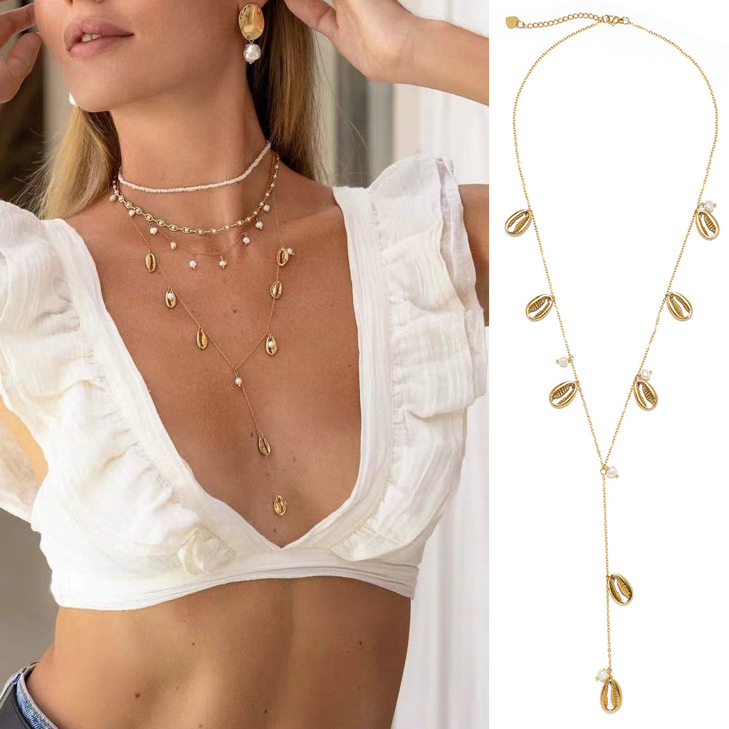 Gold Conch Pendant Body Chain For Instagram Influencers Style_voghion.com