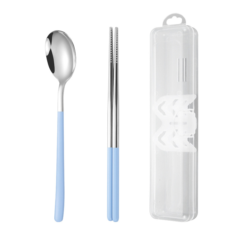 하늘색 숟가락 젓가락 2 종 세트