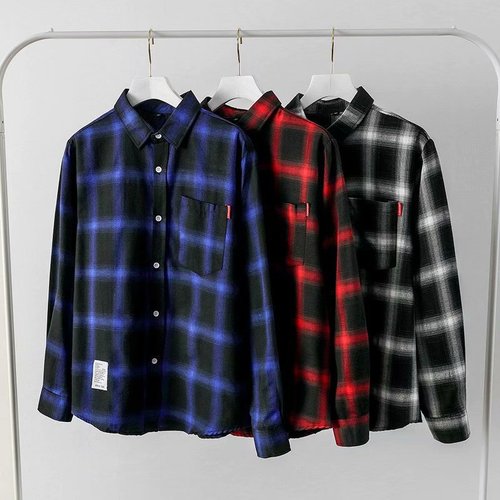 Fall Grid Shirt for Men and Women, Trendy Ins Loose Korean Style Long Sleeve Blouse, Hong Kong Style, Japanese Inspired, Outerwear Trend