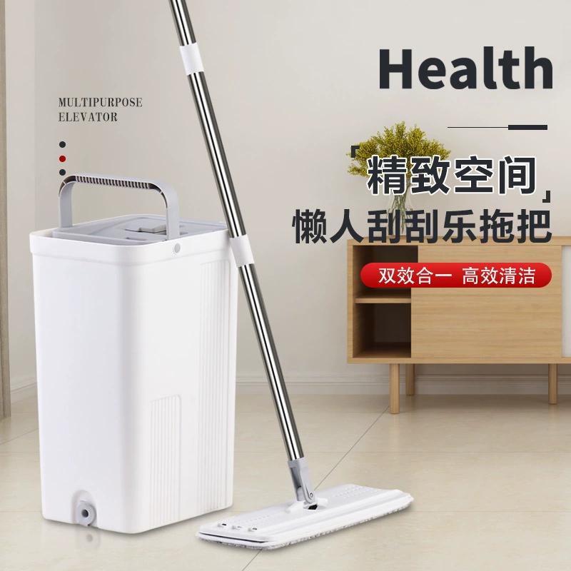 Новая модель 2024 года: утолщенная бытовая швабра без царапин, самоотжим, вращающаяся, для уборки за один проход, для сухой и влажной уборки.