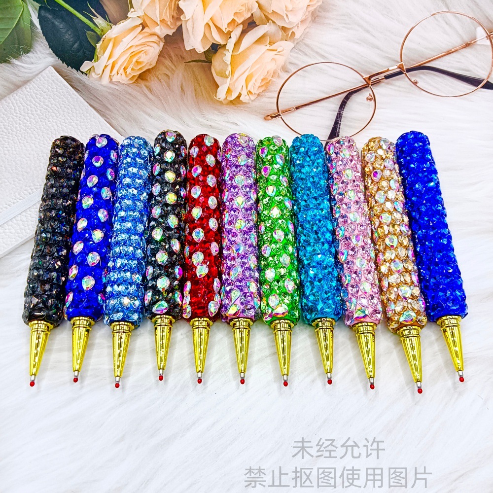 Cross-border high-quality, full-crystal-encrusted glass pen, perfect for business and office use, a great gift, and ideal for studying and writing
