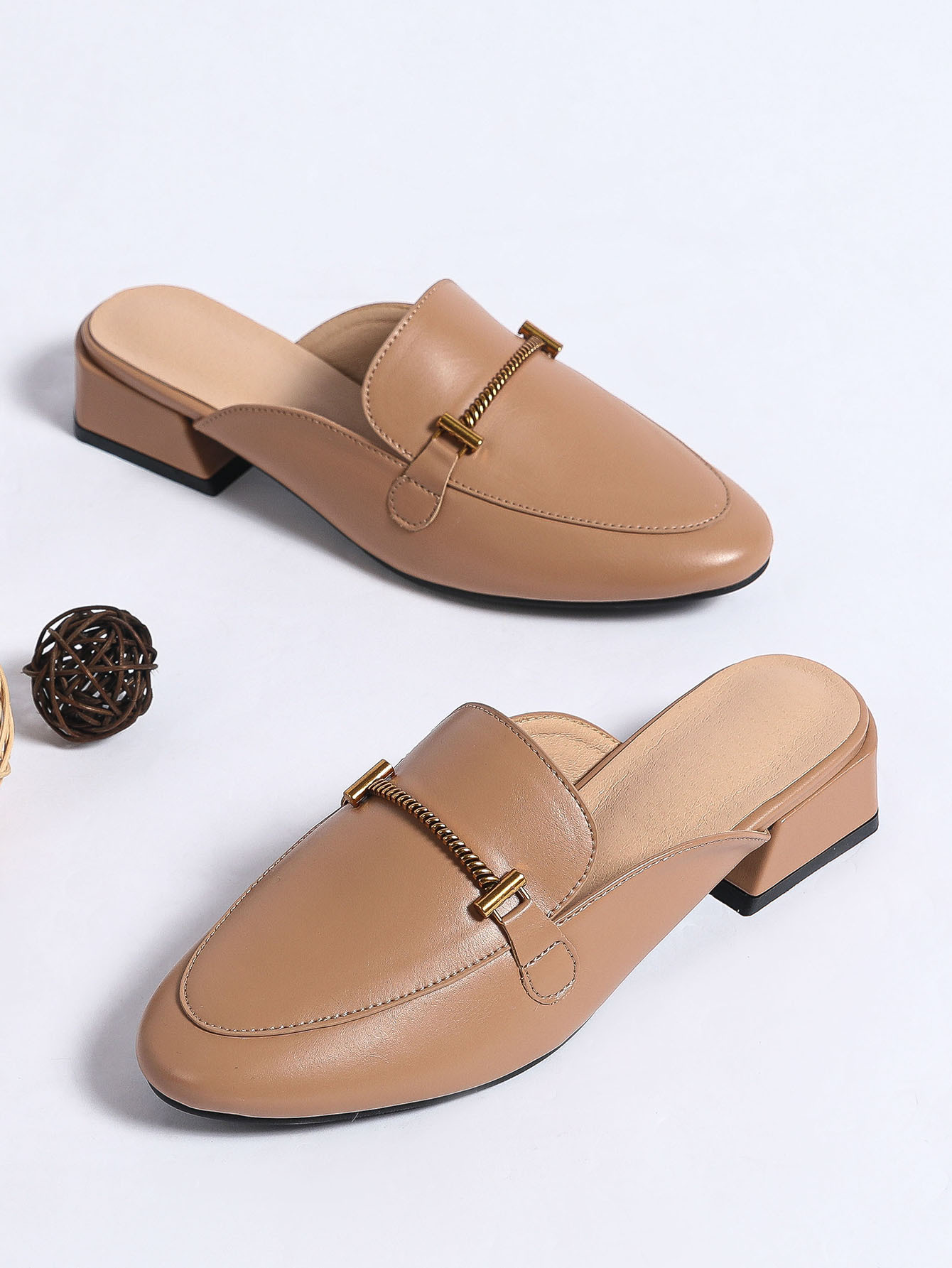 The New Spring Chunky Heel Sandals Slip On Baotou Drag Fashion All Match Soft Bottom Metal Buckle Summer Pointed Toe_voghion.com