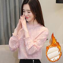 加绒加厚打底衫女2025春秋冬新款宽松雪纺衫长袖百搭上衣