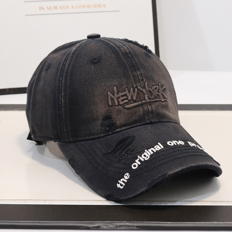 Nuevo agujero viejo bordado letras vaqueros sombrero de béisbol superior suave para hombres y mujeres primavera y verano casual gorra de la lengua sombrero