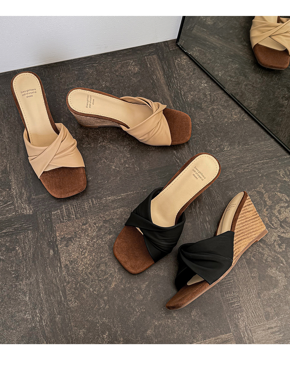 Sandal cao gót nữ hở mũi mũi vuông quai ngang nơ bướm — màu đen, màu mơ chi tiết 17