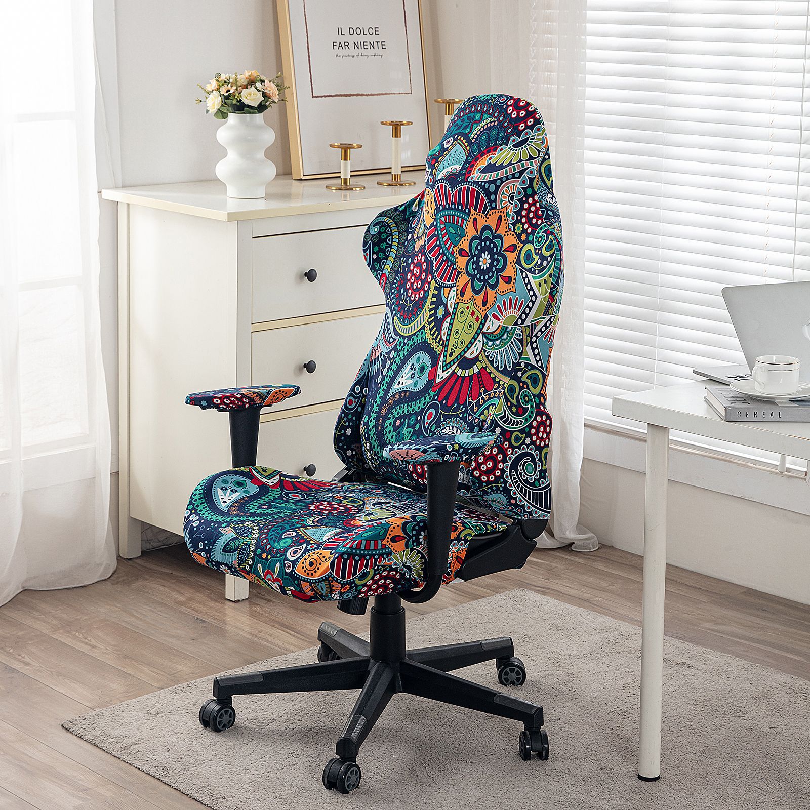 Game Chair Cover 4-Piece Set Stretchable Armrest Chair Back Cover Chair Seat Cover Computer Video Game Office Chair Cover