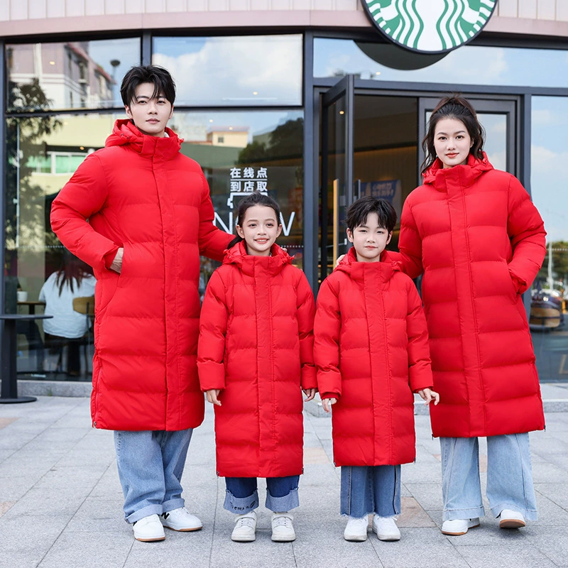 Индивидуальная зимняя удлиненная спортивная верхняя одежда выше колена, спортивные зимние тренировочные пуховики, толстые хлопковые куртки для мужчин, женщин и детей.