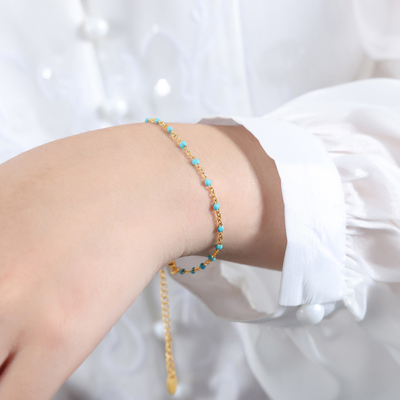 Pulsera de collar de empalme de aceite de gota de esmalte de color dopamina, acero de titanio, hada pequeña, temperamento de nicho, cadena de clavícula, joyería, personalidad femenina