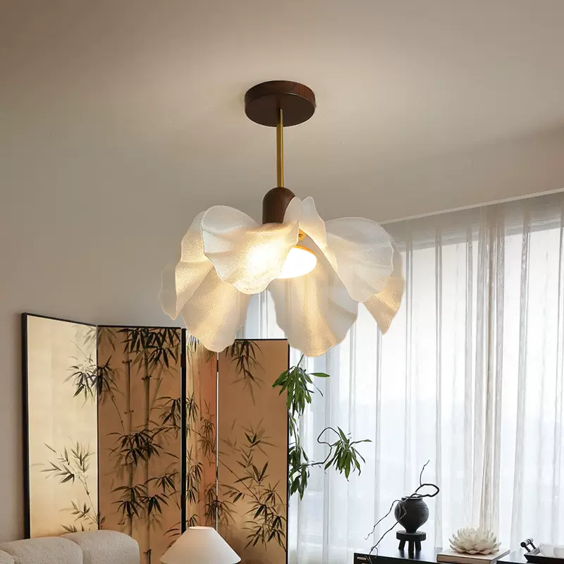 花瓣灯法式吊灯中古侘寂风设计房间餐厅灯具宋式美学卧室书房灯具