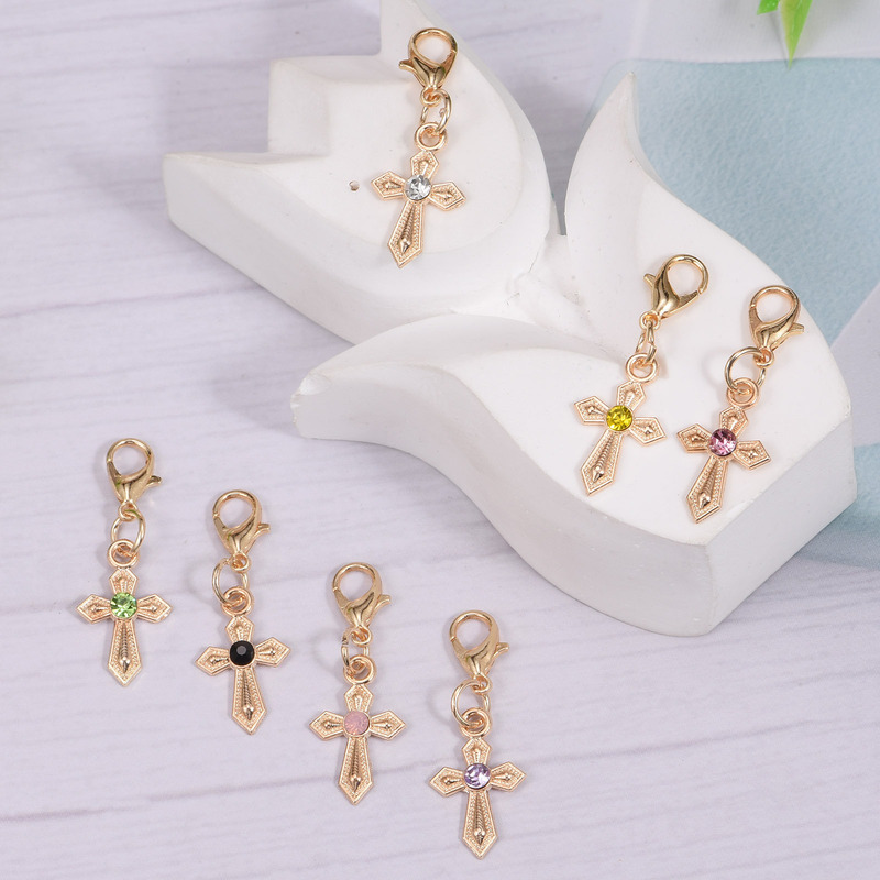 クロスボーダー合金ダイヤモンド小十字ペンダントパーソナライズ DIY ネックレスブレスレットジュエリーアクセサリー|undefined