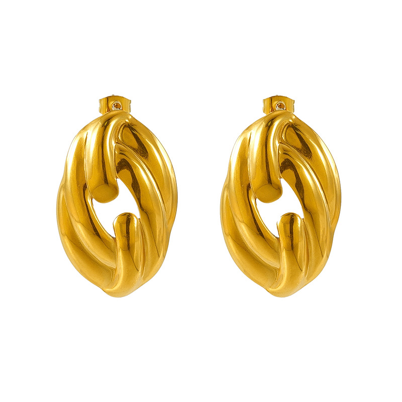 Pendientes de amor de acero inoxidable dorado de 18k de estilo INS europeo y americano Pendientes geométrico de pantalla simple francés femenino