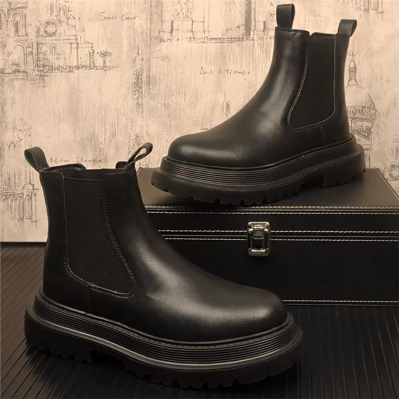 Мужские ботинки челси, невидимые внутренние ботинки, ботинки до середины икры, бархатные теплые зимние мужские короткие ботинки