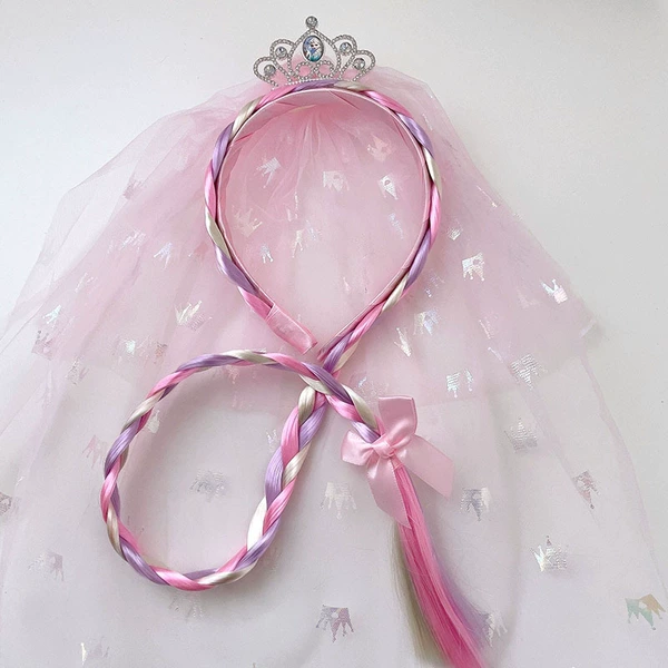 46#pink fluttering crown hair hoop braid