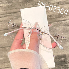 丹陽新款鏡架鑽石切邊近視鏡漸進色防藍光護目鏡超韌MR-8無框眼鏡