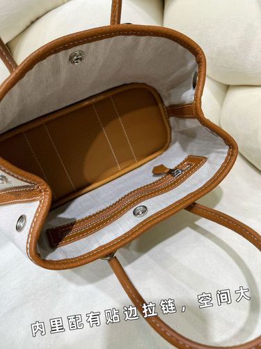 Tote shopping bag high-end genuine leather canvas garden bag 30cm commuter casual one-shoulder portable tote bag women's bag