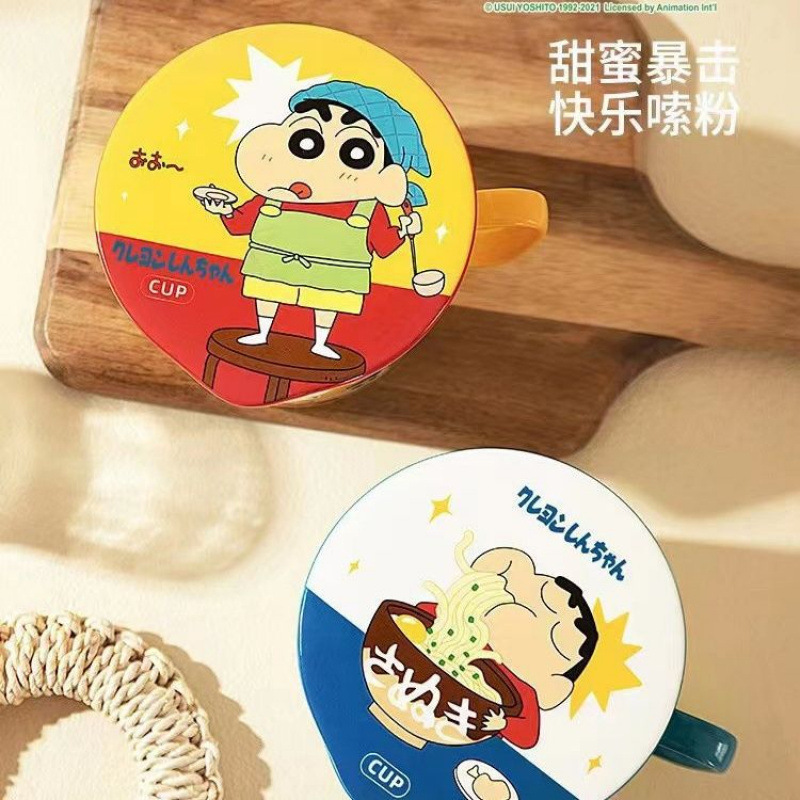 クレヨンしんちゃん インスタントラーメン 和風インスタントラーメンボウル ライスボウル カップ セラミック 学生寮用 かわいい 大型 蓋付き|undefined