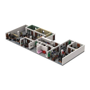 Building Blocks Cross-Border Moc-141391+Moc-140436 Office Building Scene Model 2078 Particle Number Toys