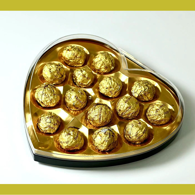 Caja de plástico en forma de corazón de 15 gránulos Jinsha bola de chocolate dulces de boda caja de regalo especial para boda