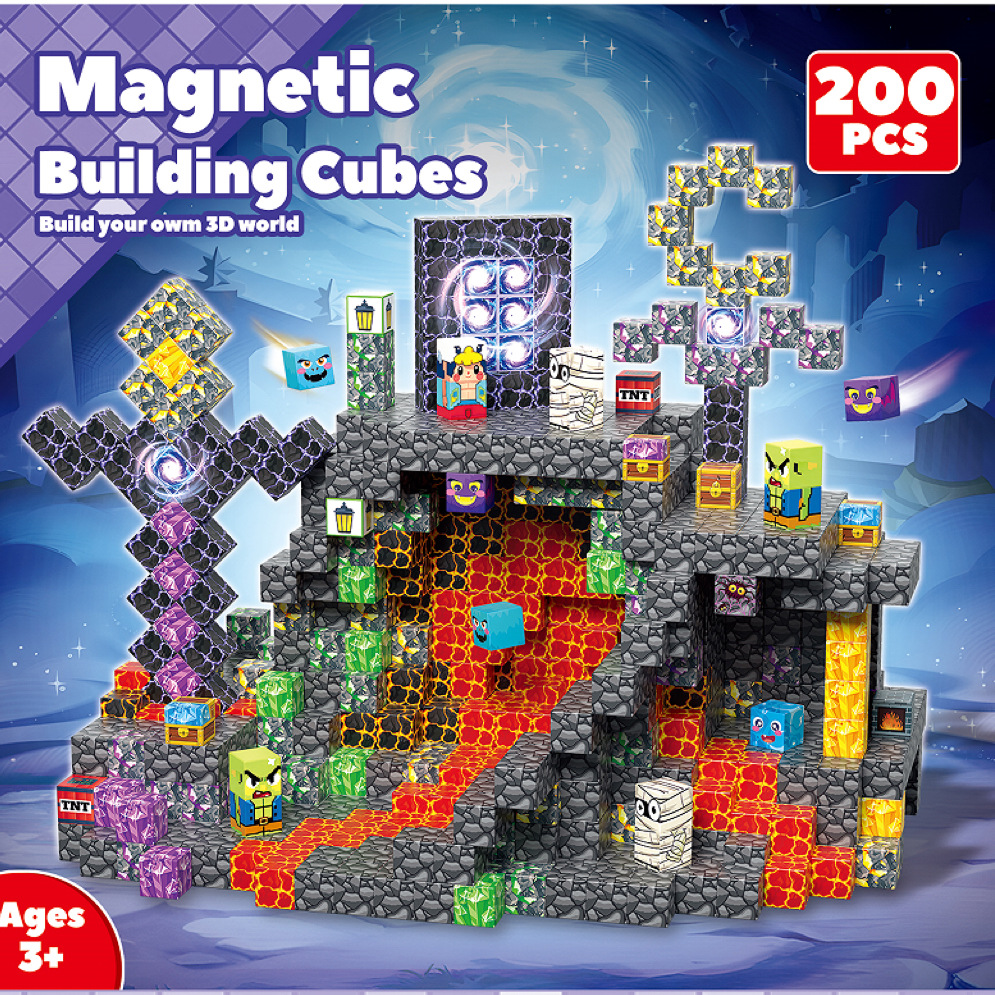 Nuevos productos explosivos de Amazon, bloques de construcción para niños, bloques de construcción de bloques magnéticos en 3D, juguetes transfronterizos de Navidad, bricolaje