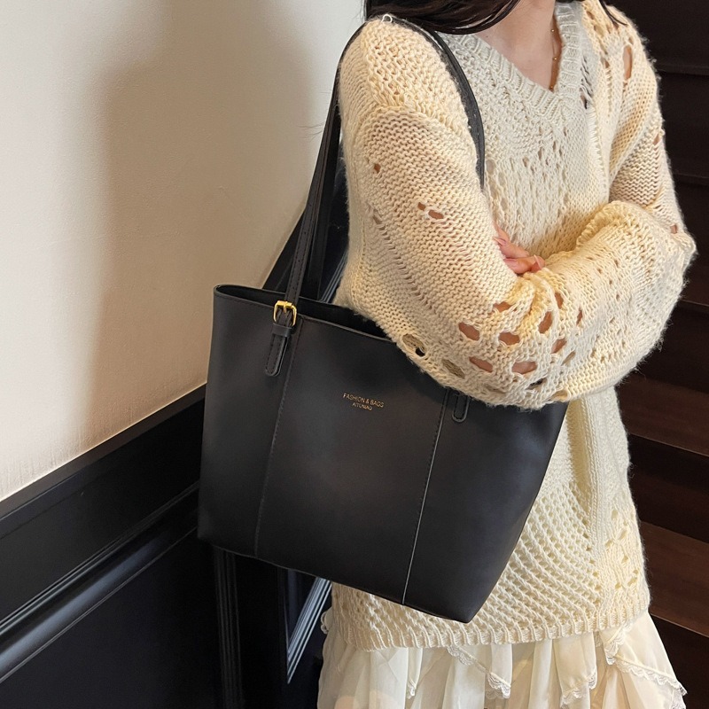 跨境大容量简约单肩包包女2025新款复古托特包小众设计百搭腋下包|undefined