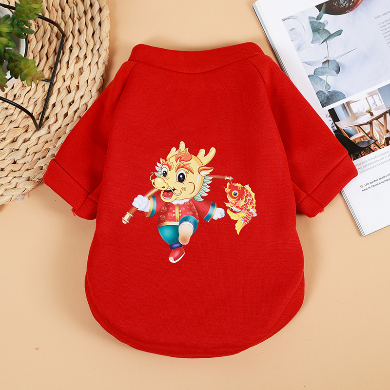 Ropa para gatos y perros Otoño e Invierno Año Nuevo ropa para perros ropa para mascotas perro cálido perro gatito festivo lindo rojo