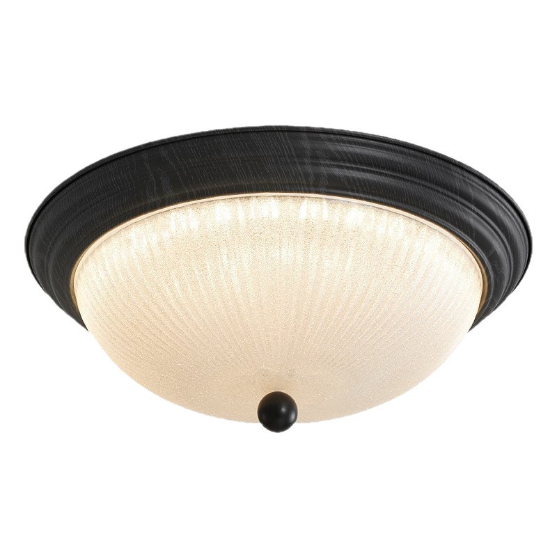 Lámpara de dormitorio retro americano, luz de alta gama, vidrio de lujo, dormitorio principal, sala de estudio, luz de techo de habitación redonda de estilo antiguo francés