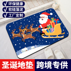 クリスマスバスルームフロアマットアメリカ国境を越えたドアノンスリップマット珪藻泥バスルーム吸収性マットカスタマイズ可能なパターン