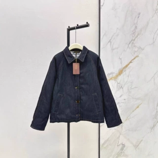 深圳南油25秋冬款时髦复古单排扣翻领宽松显瘦牛仔棉服夹克外套女