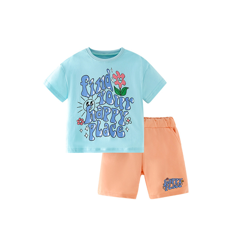 Malwee traje para niñas primavera y verano nuevos niños europeos y americanos casual de manga corta estilo occidental Pantalones deportivos traje de dos piezas para niños