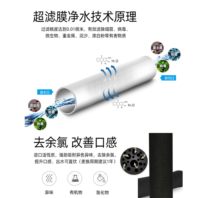 Purificador de agua de acero inoxidable doméstico de elevación vertical cocina filtro de agua del grifo ultrafiltro de gran caudal