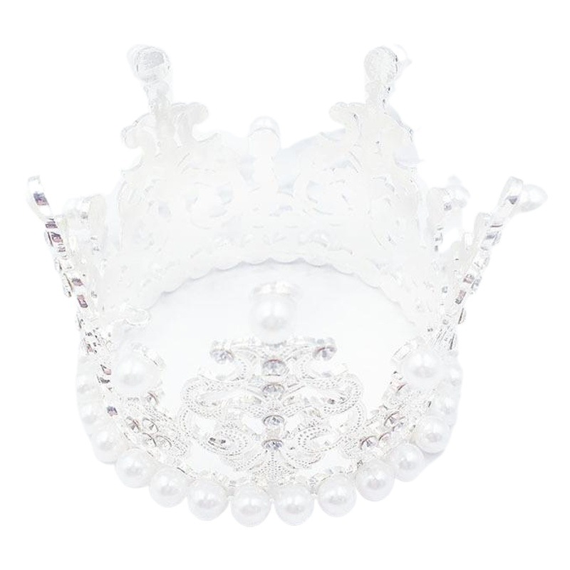Directo de fábrica de una sola pieza de entrega decoración de la torta Aleación de tamaño pequeño perla corona redonda decoración de la torta Decoración de cumpleaños