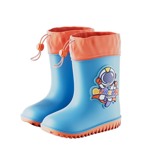 New astronaut children's rain boots, boys and girls rain boots, cartoon non-slip lightweight pvc water boots wholesale