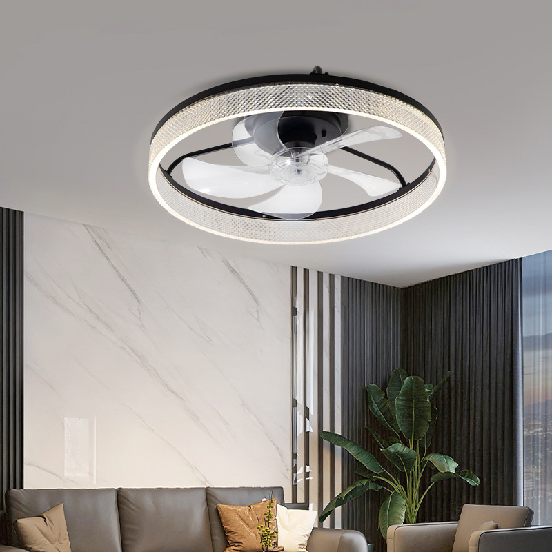 Ventilador de Techo con Luz Metal y Acrílico Silencioso con Control Remoto para Sala de Estar y Dormitorio image 5