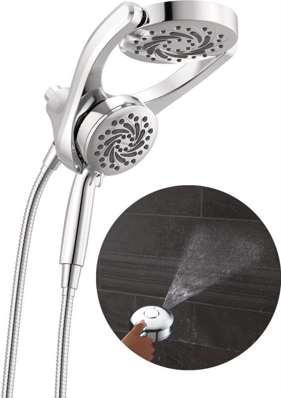 Delta 5 Sets Hydrorain 2-in-1 Dual Shower Head, with Proclean Spray, Chrome Finish