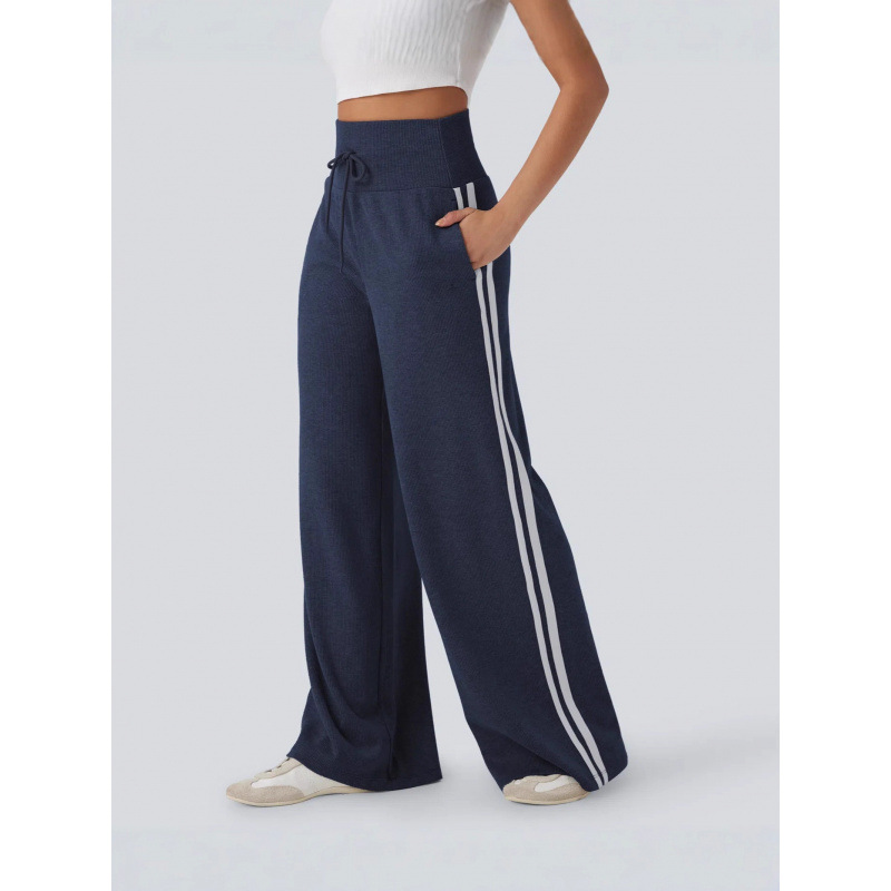2025 Amazon European and American fashion new women's casual high-waisted elastic waist fashion wide-leg pants