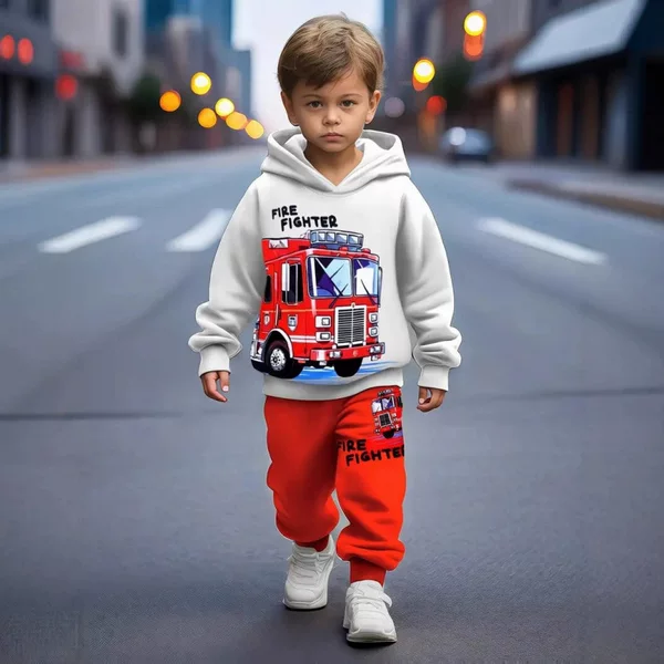 2026 Winter Fleece-Lined Men's Trendy 3D Printed Hooded Sweatshirt Set