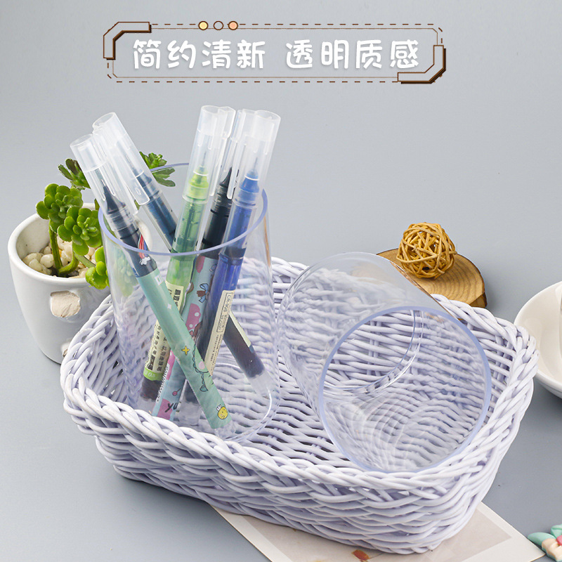 ins新款創意透明學生桌面收納筆筒塑料辦公收納盒批發