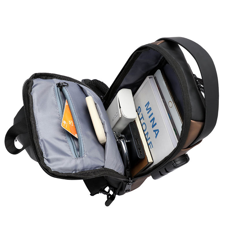 Bolso de pecho de hombre transfronterizo de gran capacidad multifuncional de bloqueo de contraseña bolsa de locomotiva anti-drop anti-robo ocio mochila de hombro