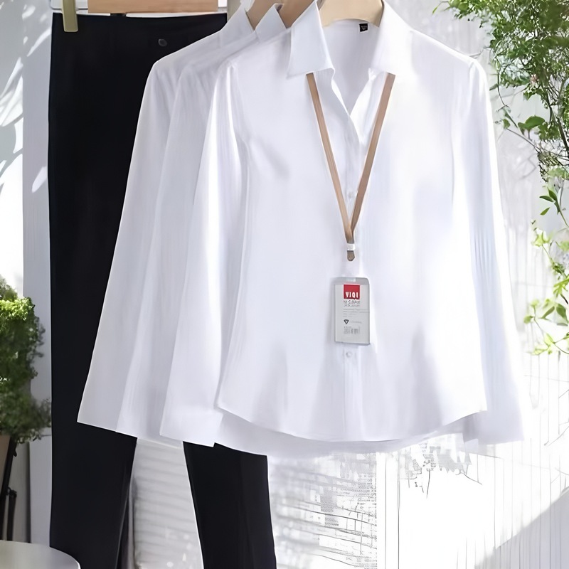 短袖衬衫女职业装白色V领衬衣时尚工作服修身版抗皱高档正装气质|undefined