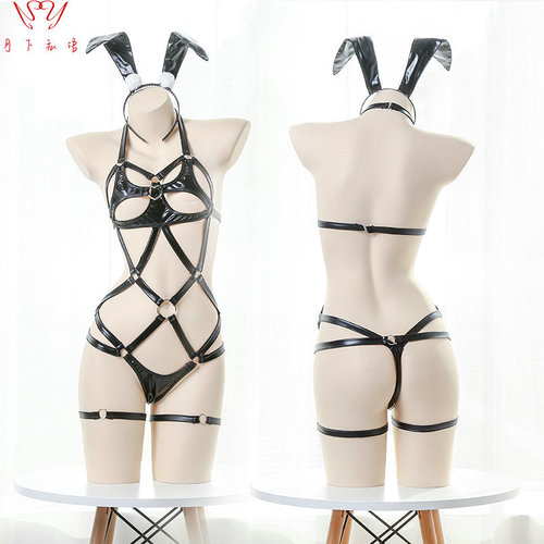 Whispering under the moon sexy underwear hollow binding SM three-point passion suit teasing bunny girl uniform temptation