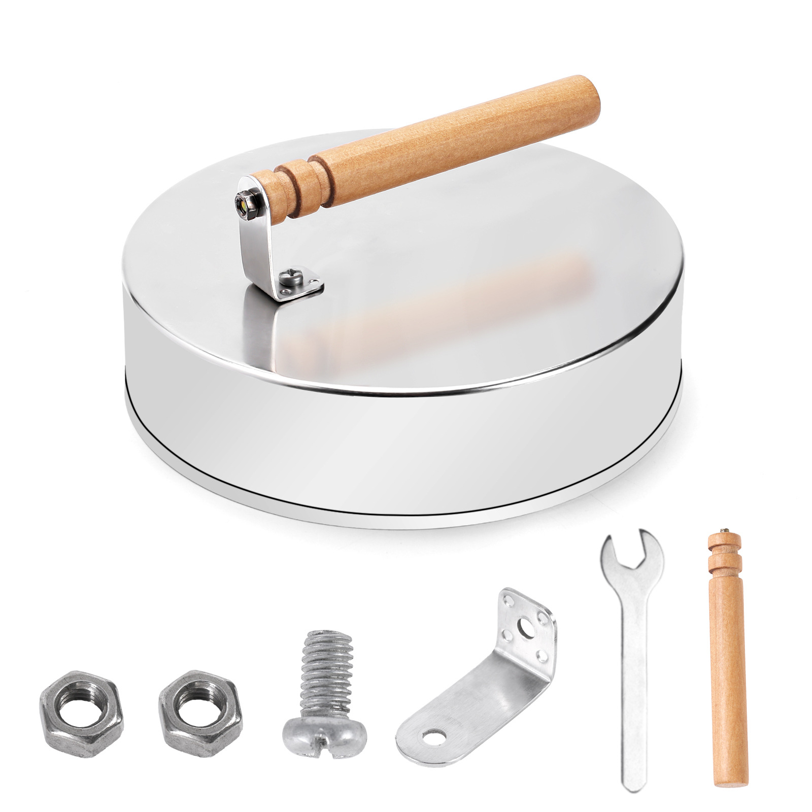 Cross-Border 304 Stainless Steel Round Grilling Lid with Handle Barbecue Grilling Tool Outdoor Cooking Grill High Temperature Resistant