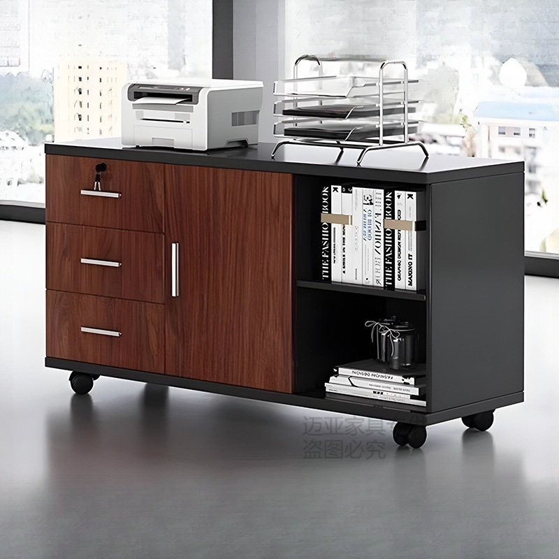 Office Desk Corner Side Cabinet Mobile Drawer File Low Cabinet Wooden Lockable Storage Computer Printing Main Cabinet