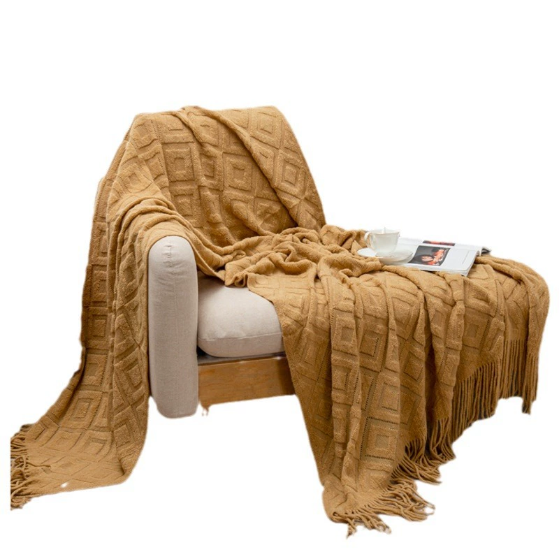 39001 terry ring diamond leisure blanket four season knitted thread blanket Bed and bed with blanket Hotel bed blanket Geometric blanket