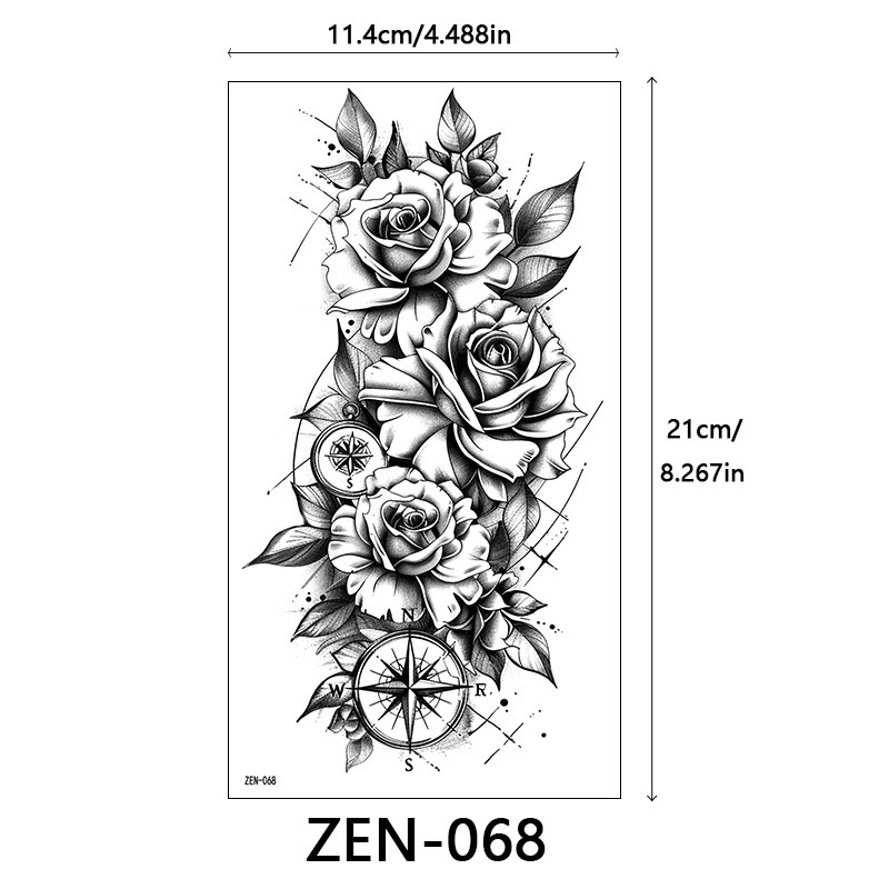 新品跨境 ZEN小全臂纹身贴半臂纹身贴动物花朵万圣节纹身贴tattoo|undefined