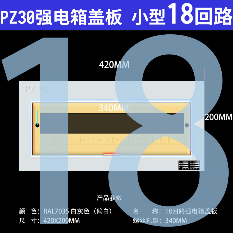 Small 18-circuit electrical box cover