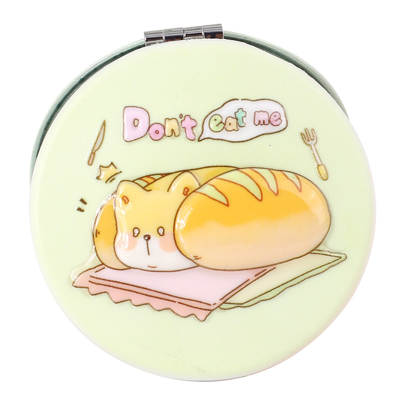 Fábrica de suministro directo de nuevos espejos tridimensionales 3D en stock dibujos animados redondos lindos portátiles simpáticos plegables de doble cara