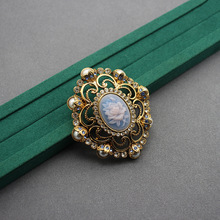 古罗马时期中古浮雕卡梅奥复古胸针维多利亚复古雕刻花朵胸针